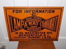 Vintage Lampa Menze Stukhart Real Estate Insurance Metal Sign