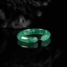 Certified natural A-grade jadeite Blue Water Carving Cat Claws Simple ring
