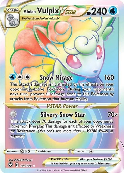 Alolan Vulpix VSTAR - 197/195 - Pokemon Silver Tempest Secret Rare Card NM