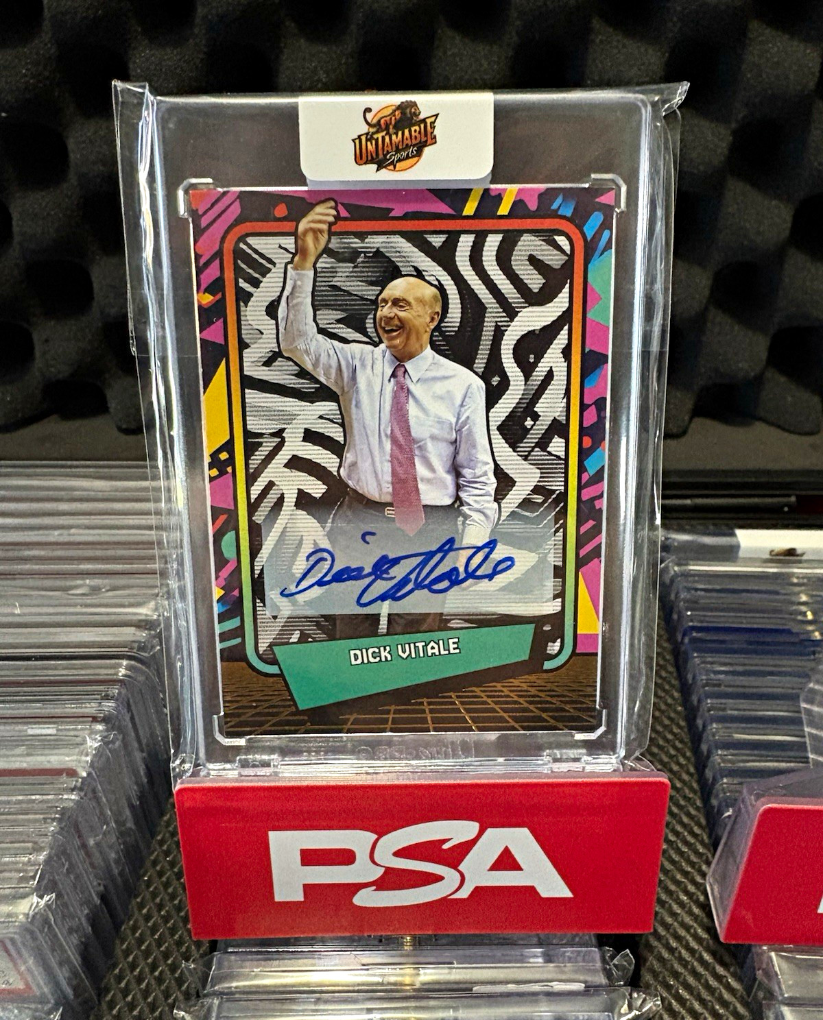 Panini 2026 Prizm Pop Culture Dick Vitale #83 Autograph PSA Basketball Card view 1
