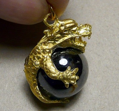 DRAGON PENDANT_With THAI BUDDHIST SAPPHIRE BLUE ORB_262444
