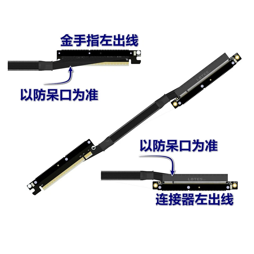 ADT-Link Graphics Card Extension Cable Dual Reverse Bend PCIe 5.0 x16 Full-Speed - Image 3 of 4