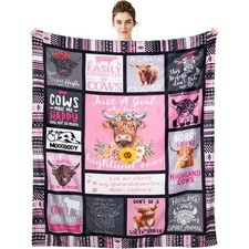 Highland Cow Gift for Women and Kids - Throw Blanket for Cow Lovers - Just A ...