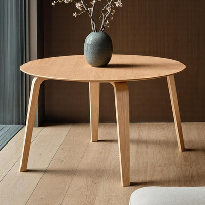 Modern 47'' Round Dining Table for 4, Light Oak, Compact Design for Small Spaces
