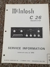 Vintage Mcintosh C26 Preamp Service Manual Information Original
