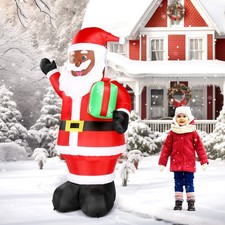 Christmas Black Santa Claus 7 FT Inflatable with Light for Outdoor Holiday Decor