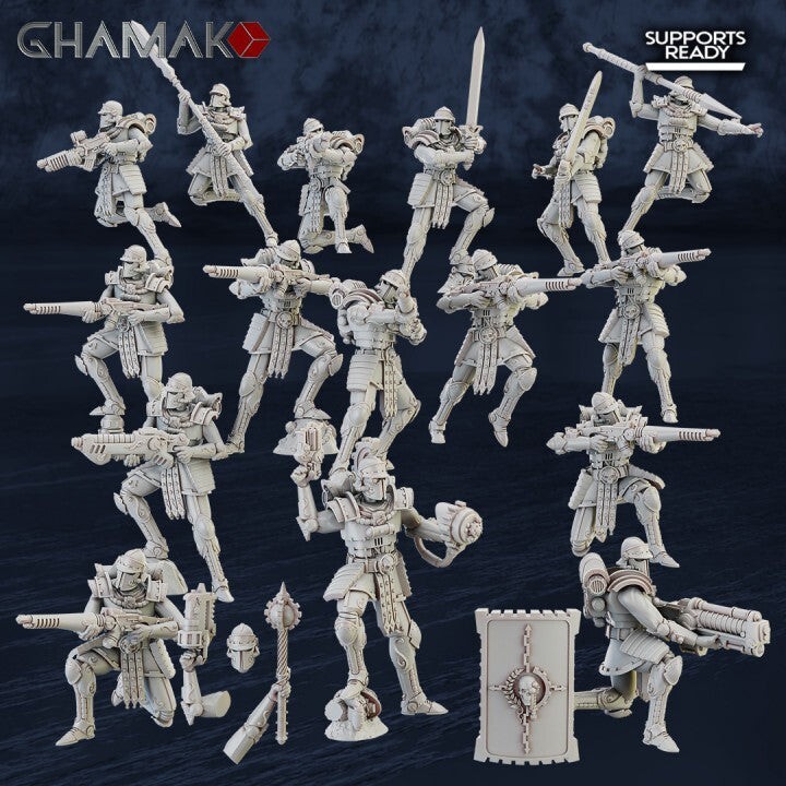 Figurine Gatekeepers Squad Mechanicus en résine grise miniature de collection 32mm