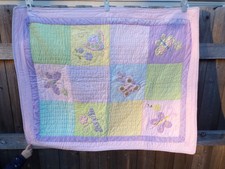 Baby Girl Butterfly Patchwork Quilt - Approx. 43" x 35" - See Description