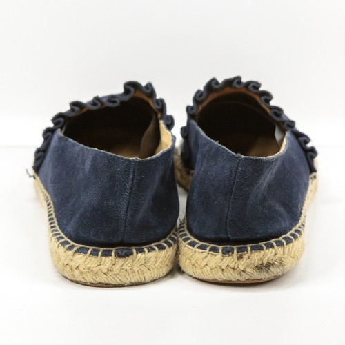 TALBOTS Izzy Ruffle Suede Espadrilles Summer Vacation Beach Resort Indigo Sz 9.5 - Picture 4 of 7