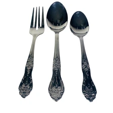 LOT 3 Rogers Dream Rose Stainless Flatware Tablespoon Teaspoon Fork