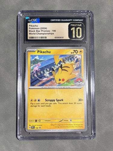 Pokemon Pikachu #190 (World's Stamp 2024) Black Star Promo - CGC 10 PRISTINE