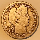 F 1909 O Barber Half Dollar