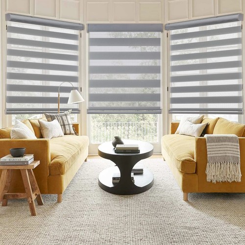 Cordless Zebra Blinds for Windows Zebra Window Shades Dual Layer Blinds Light... - Picture 7 of 7