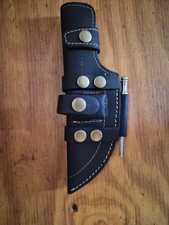 B&B Leather Scout Carry Knife Sheath with Mini Rod Sharpener Made In USA