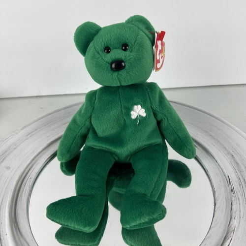 Vtg 1997 TY Original Beanie Baby ERIN Green Clover Irish Teddy Bear with Tag 126