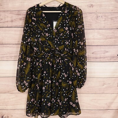 VERO MODA VMHADDIE LS SHORT GATHERING DRESS FLORAL SHEER WOMENS SIZE S NEW!
