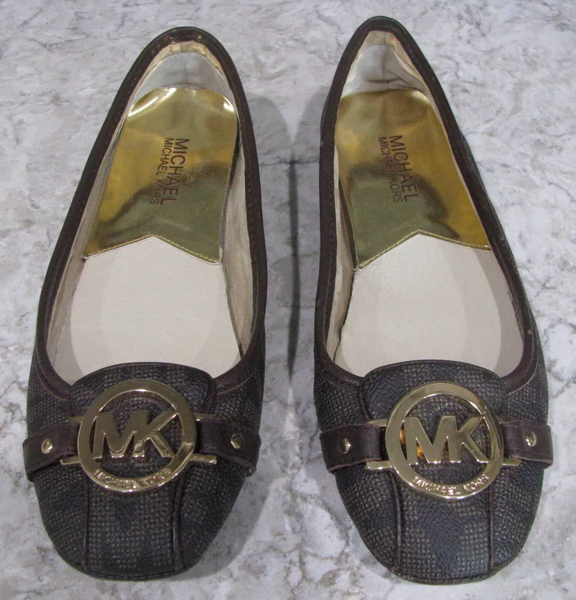 Michael Kors Shoes Brown Flats w Gold Hardware Moccasin size 6 1 2 M