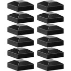 12 Pack Black Aluminum Fence Post Caps Pressure Fit for Wood Vinyl Deck Rail
