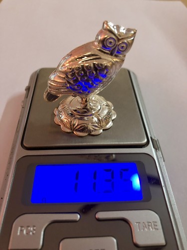925 Silver Hindu Religious Lakshmi Ullu Owl Uluka Idol Statue, 11.3 gm, 4.7 cm - Picture 6 of 6