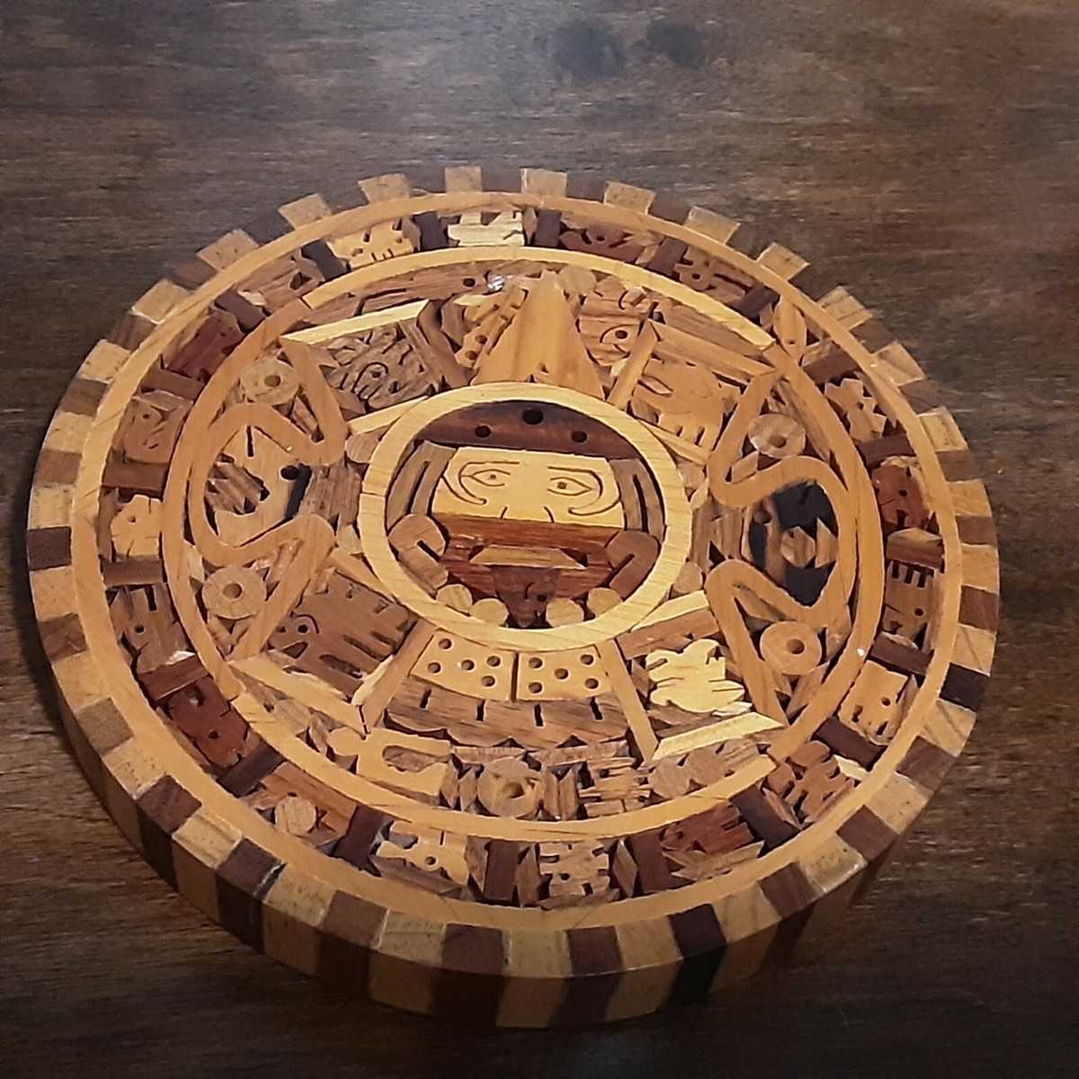 Aztec Panel Wood Carved Panels Mexico Mexican Wood Carver Artist (FLORES ARIAS