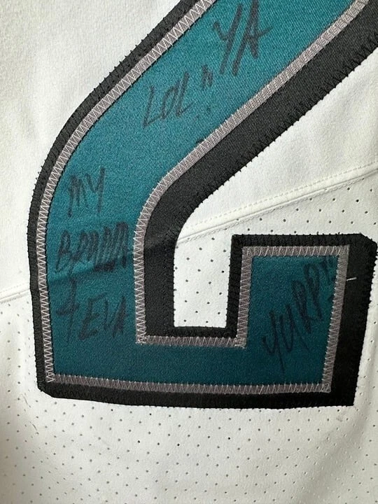 杰伊·阿贾伊签名亲笔签名费城老鹰队比赛使用 2018 白色球衣 JSA — 第 3/4 张图片