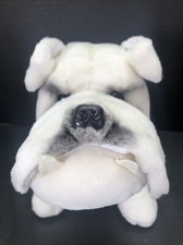 Dakin 1985 White Bulldog Plush Stuffed Animal Scowl Teeth