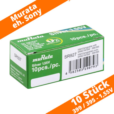 10 x Murata 395 399 ex Sony Knopfzelle Uhren Batterie SR927 SW/W AG7 SR57 