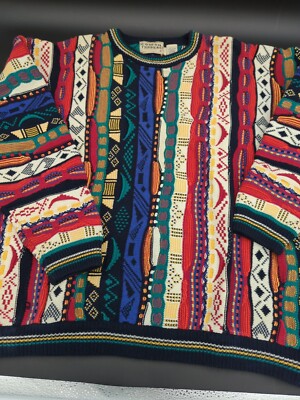 Vtg 90s Cotton Traders Coogi Style Slouch Crewneck Sweater Mens