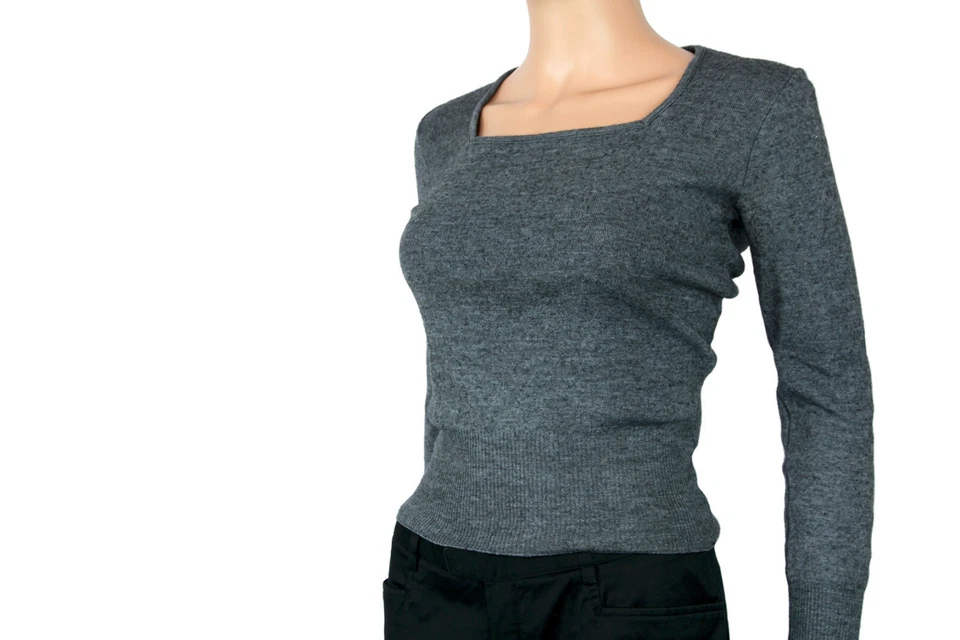 Pull court léger gris chiné Kookai | Vintage 90s | Vintage 90s grey sweater - Photo 3/4