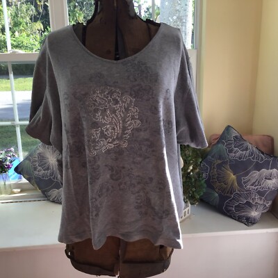 Classic Elements Gray Sparkly Short Sleeve Top Size 20-22W