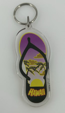Vintage Hawaii Sandal Flip Flop Acrylic Tropical Keychain Key Ring Fob