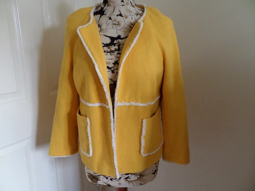 Boden Ida Textured Edge to Edge Yellow Jacket Size 14 New without Tags