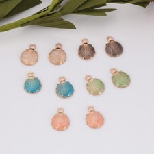10pcs Enamel Cowrie Shell Charm, Alloy Cowrie Shell Pendant,Tiny Conch Charms