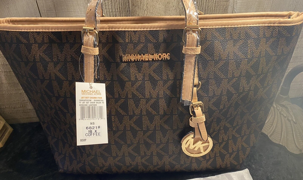 Michael Kors Jet Set Signature Logo Tote Handbag - Mocha/Tan 30S11TTT4J-246  885949051661 - Handbags, Jet Set - Jomashop