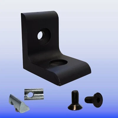 MARKENLOS Winkel 30 x 40 Nut 6 Aluminium schwarz eloxiert mit Befestigung Aluprofil 30 N6