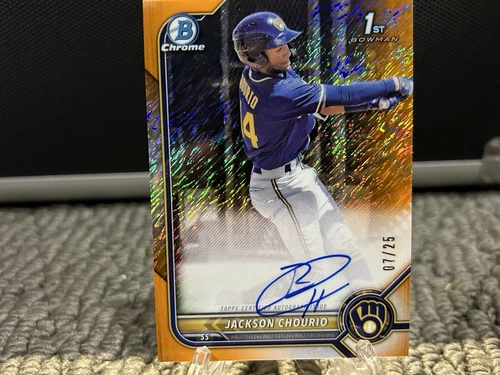 2022 Bowman Chrome Auto #CPA-JCO Jackson Chourio 1st Orange Shimmer 07/25 🔥
