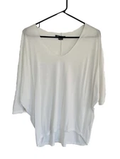 VINCE Womens White Semi-Sheer V Neck Tee Sz XS