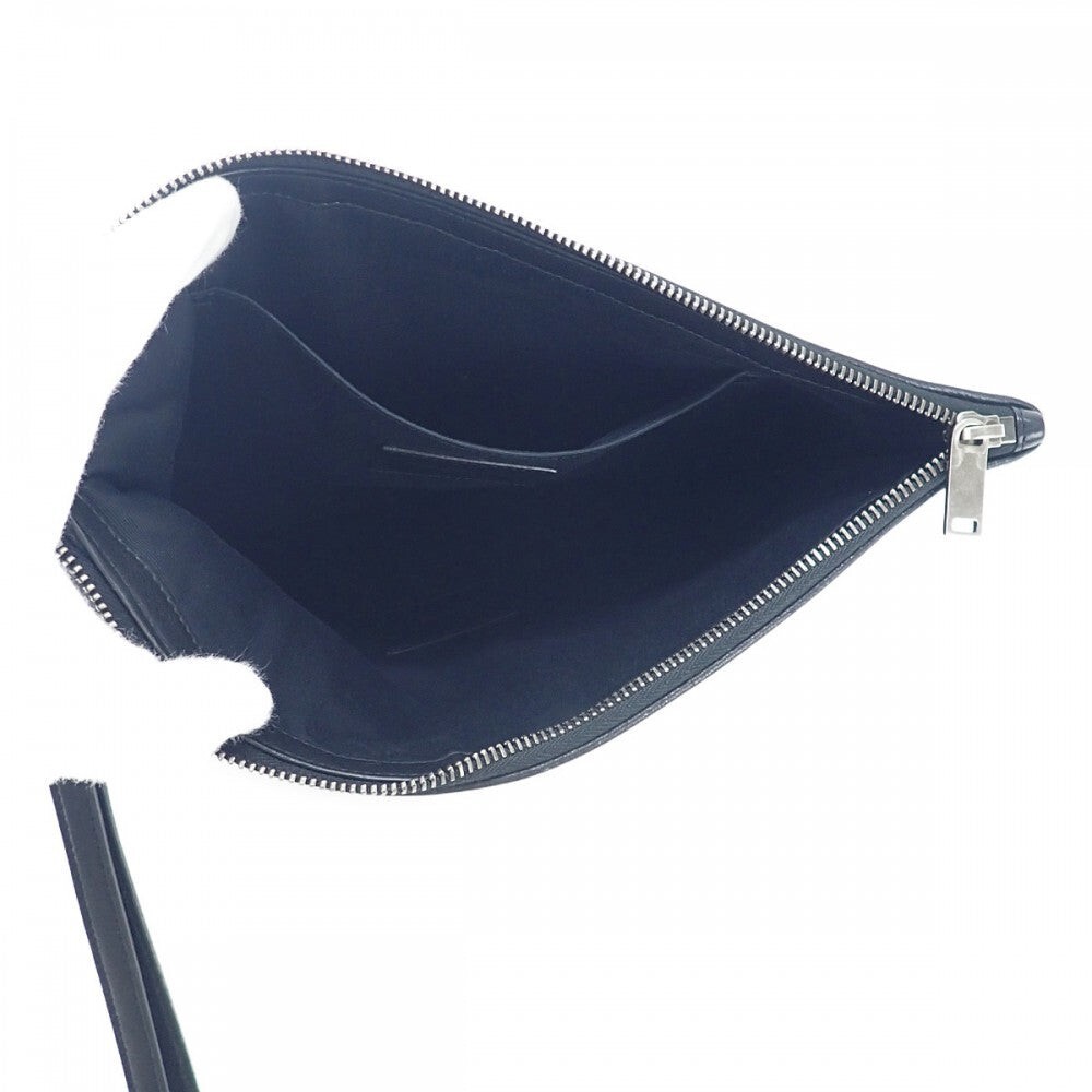 SAINT LAURENT Pouch Rive Gauche Pochette Pochette Cotone Pelle Nero Uomo TGIS