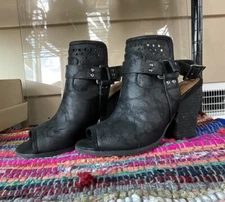 not rated open toe booties size 6.5 biker moto country western