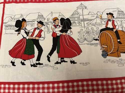 Vintage 50's Print Tablecloth WINE Making Festival Oktoberfest 69 X 51 RARE EXC - Picture 5 of 10