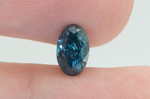 Oval Shape Diamond Fancy Blue Color Loose Real VS2 Natural Enhanced 1.00 Carat - Picture 6 of 9