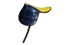 Synthetic Exercise Saddle Black Yellow with Stirrup Lightweight Racing Saddle