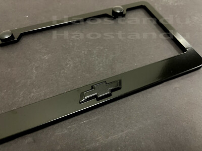 #ad #ad 1x Black Bowtie LOGO 3D Emblem BLACK Stainless License Plate Frame Tag Holder $23.98