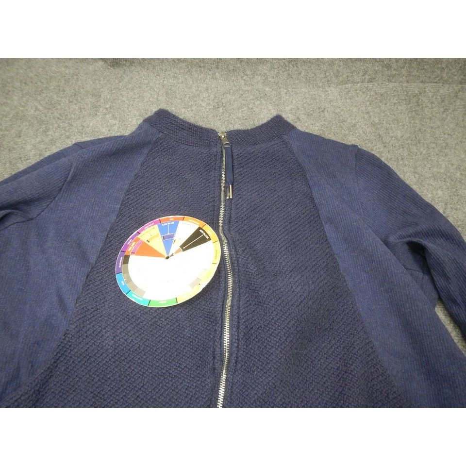 Cárdigan Suéter Soft Surroundings Talla Grande 3X Azul Marino Algodón Plateado Cremallera Foto 2 de 4