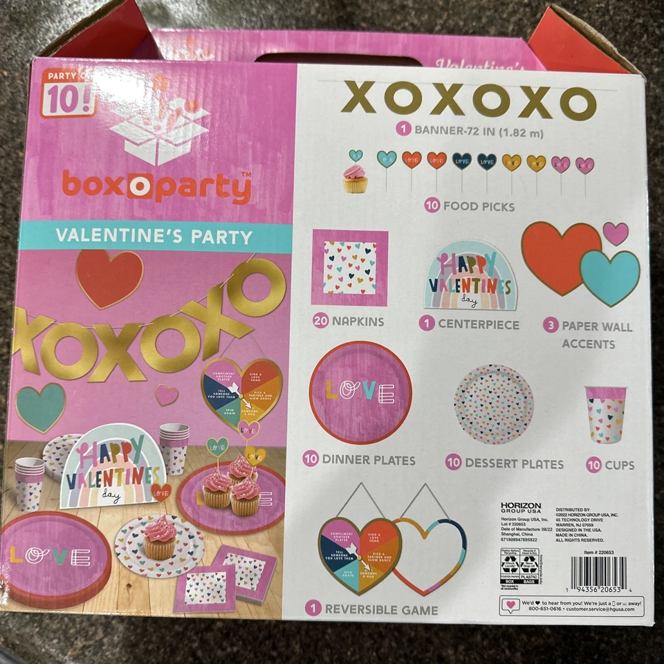 Nueva Fiesta En Una Caja San Valentín Fiesta De 10 - Caja O Fiesta - Grupo Horizon 66 Piezas Foto 4 de 4