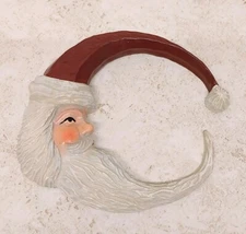 Crescent Moon Santa Claus Head Wall Plaque Decor Christmas 7.5"