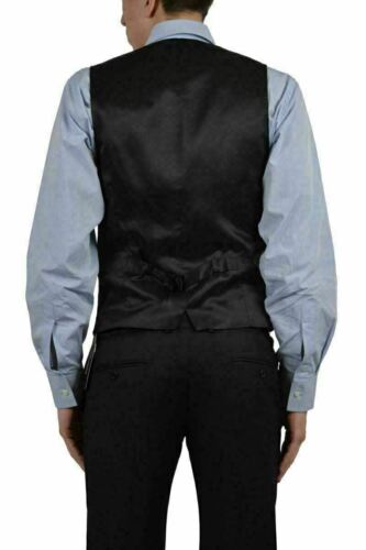 Dolce & Gabbana Men's Black 100% Wool Striped Five Button Vest US 38 IT 48 - Picture 2 of 3