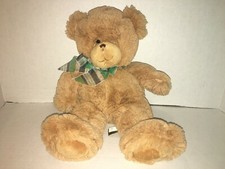 First  Main Teddy Bear Dean 1796 with Striped Bow Plush Stuffed Animal Soft