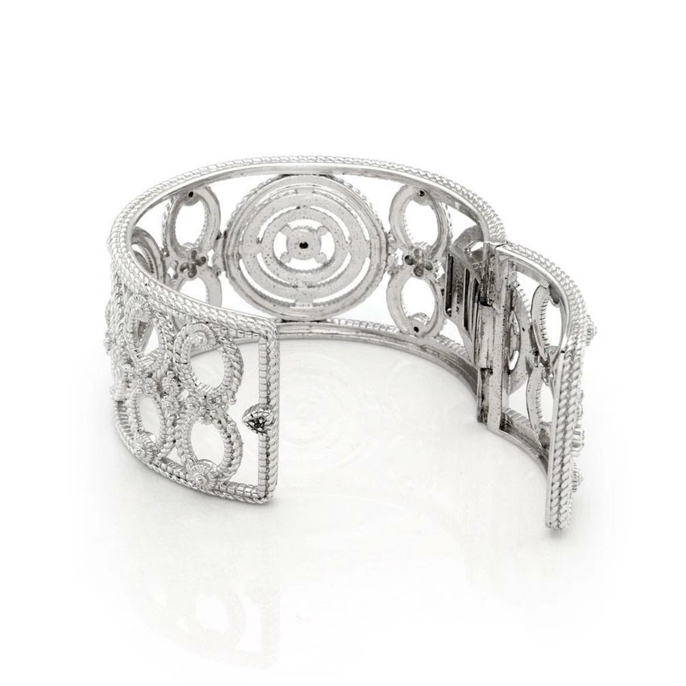 Brazalete Judith Ripka Diamante Plata 925 Oro 18k Etrusco Ancho Elegante Foto 2 de 4