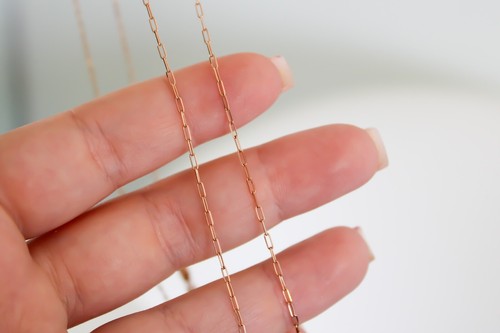 14k Solid ROSE GOLD Paper Clip Chain 1.5mm 2mm Necklace Paper Clip 16" 18" 20" - Picture 18 of 28